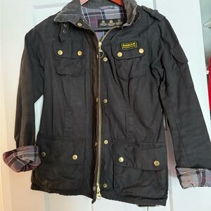 Barbour Plaid Jacket with Black and Gold Details